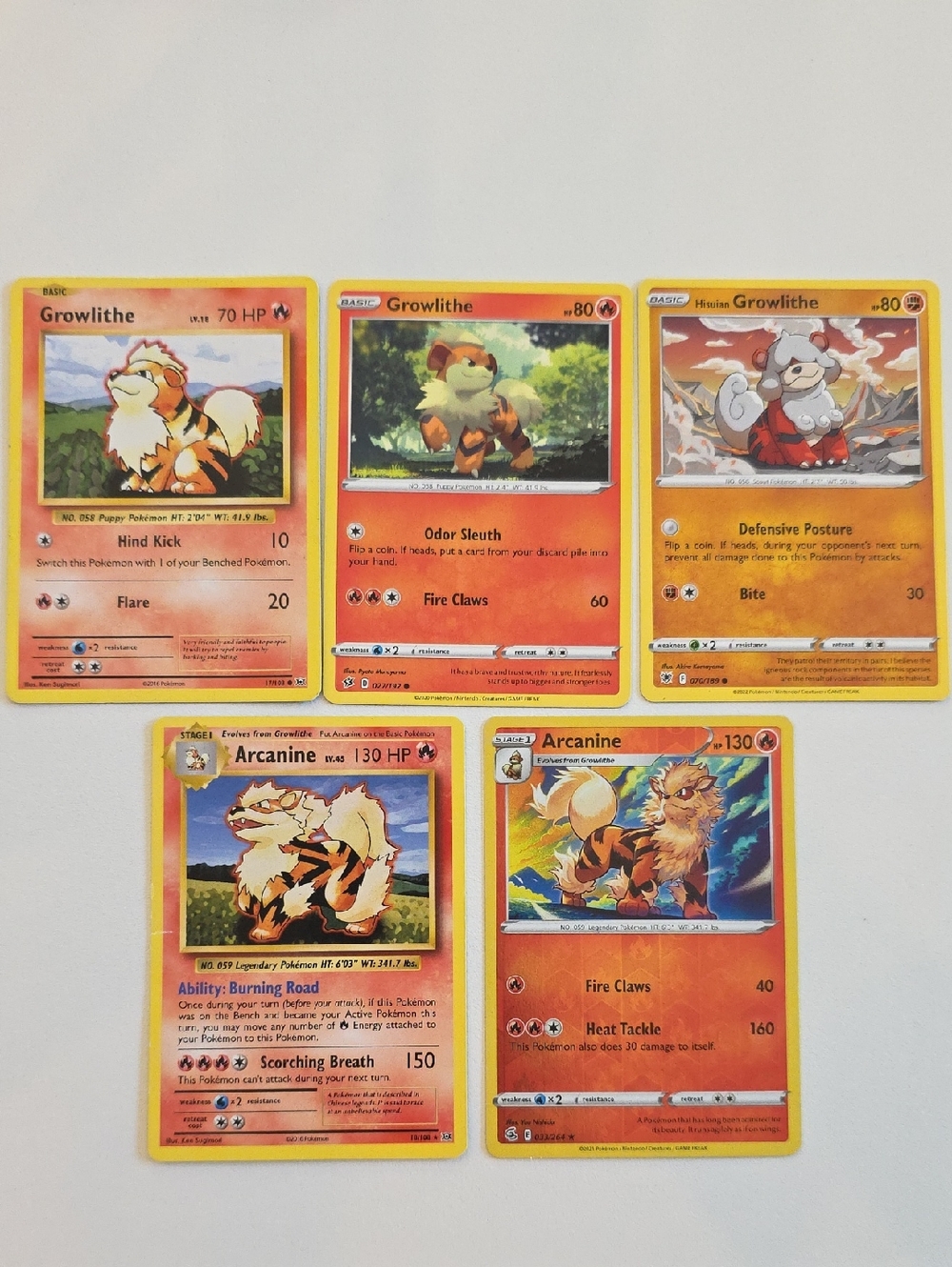 Pokemon Arcanine And Growlithe Card Set